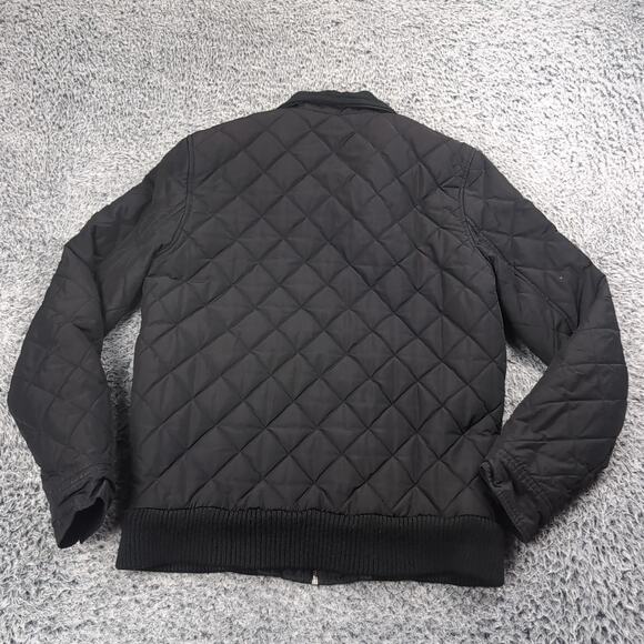 Black Rivet Jacket Men Medium Black Quilted Utility Military Full Zip Pockets - Picture 5 of 6